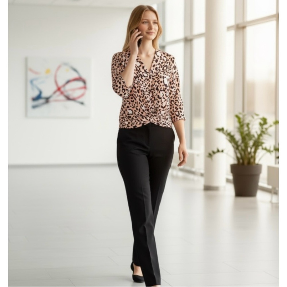 Topshop Animal Print Faux Wrap Top - Picture 13 of 13